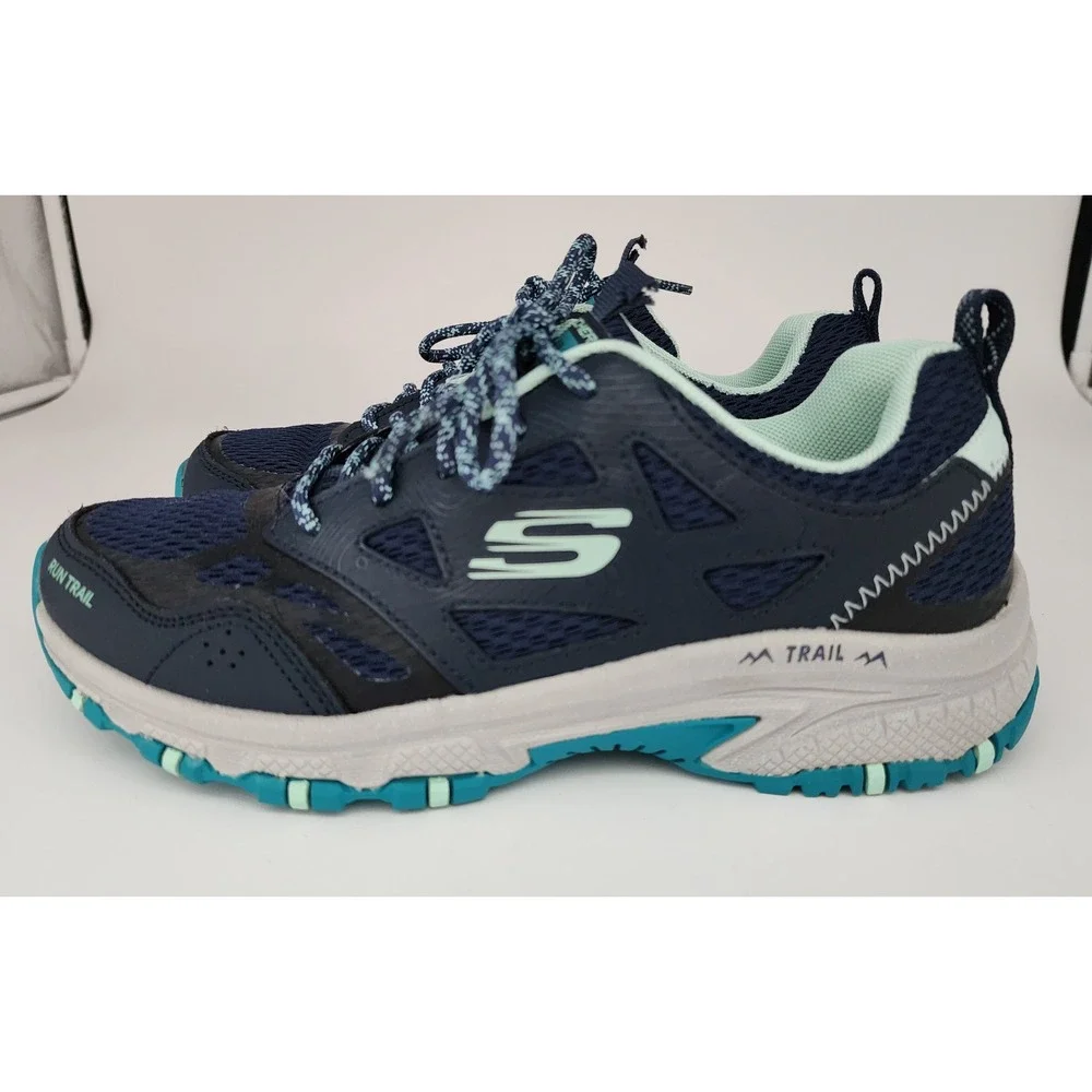 Skechers Run Trail Sneakers Womens 6.5 Navy Aqua 149821 Athletic Shoes VGC